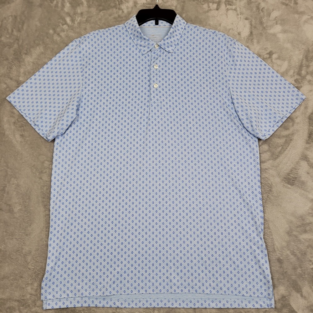 Vineyard Vines Palmero Polo Men's Large Blue Geometric Print Golf Shirt NWOT